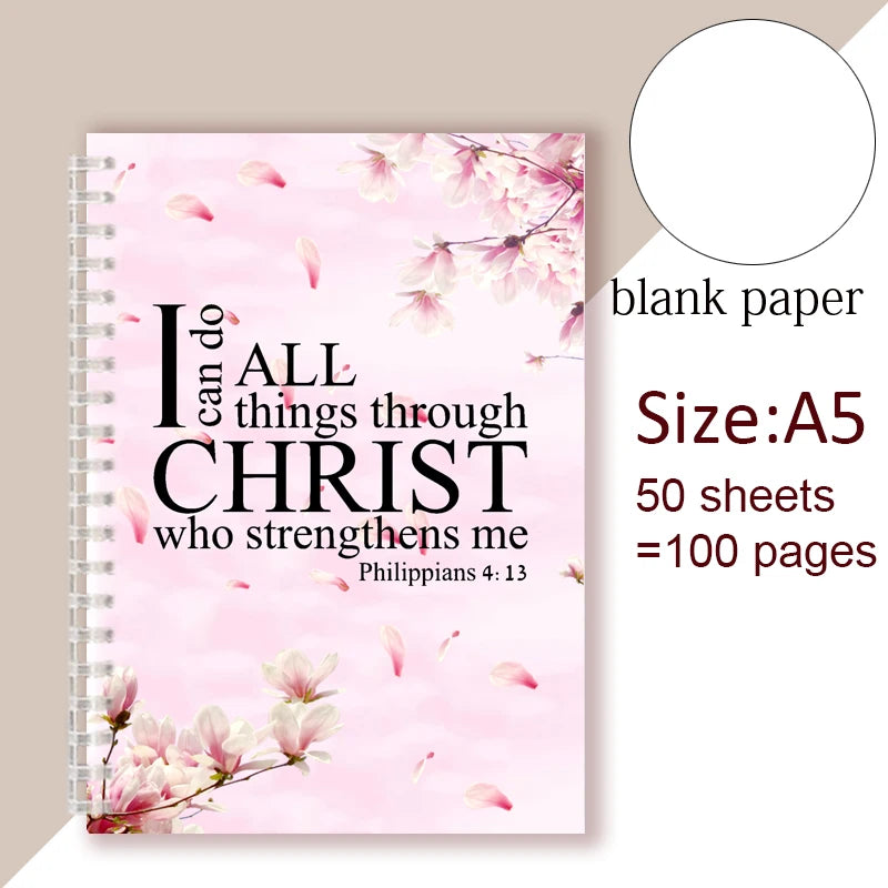 Philippians 4:13 Quote - I Can Do All Things Through Christ Who Strength Me - Spiral Notebook